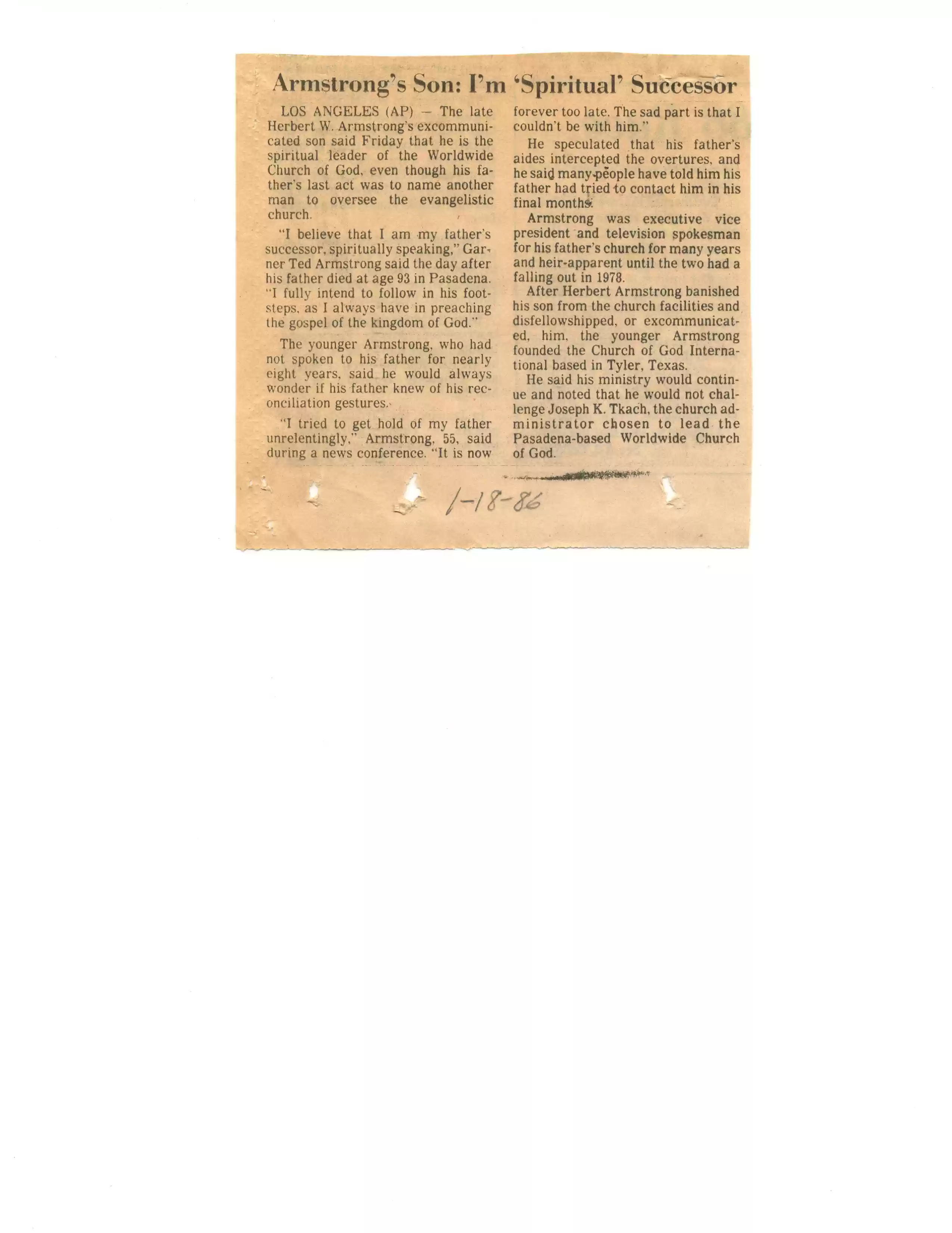 Salt Lake Tribune, 1-18-86